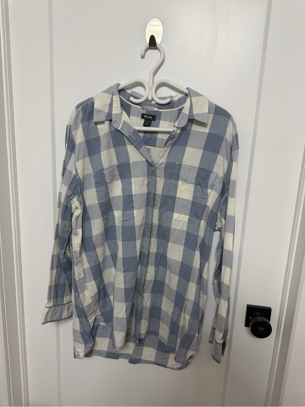 Roots Blue and White Checkered Women’s Button-Down Shirt